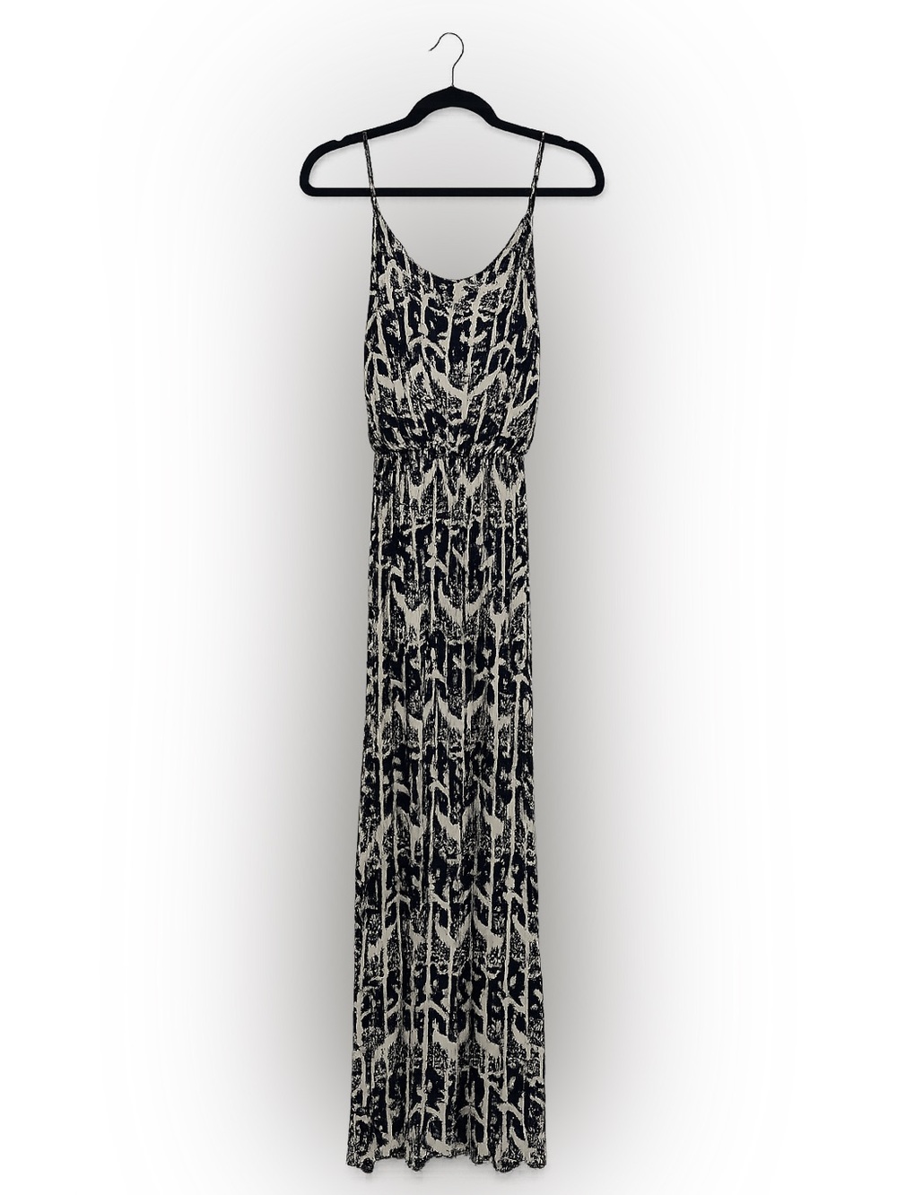 Spaghetti Strap Black and Cream Maxi Dress - Unbranded